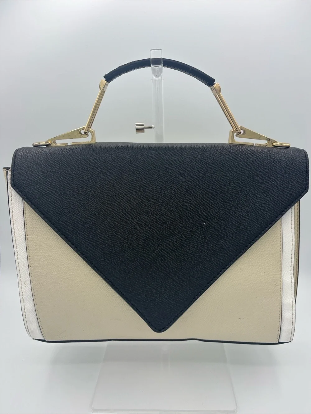 Zara Classic Top-Handle Satchel - Black & Cream (missing crossbody strap)